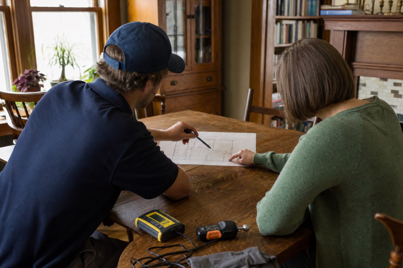 Illustrative conversation explaining a water damage recovery plan